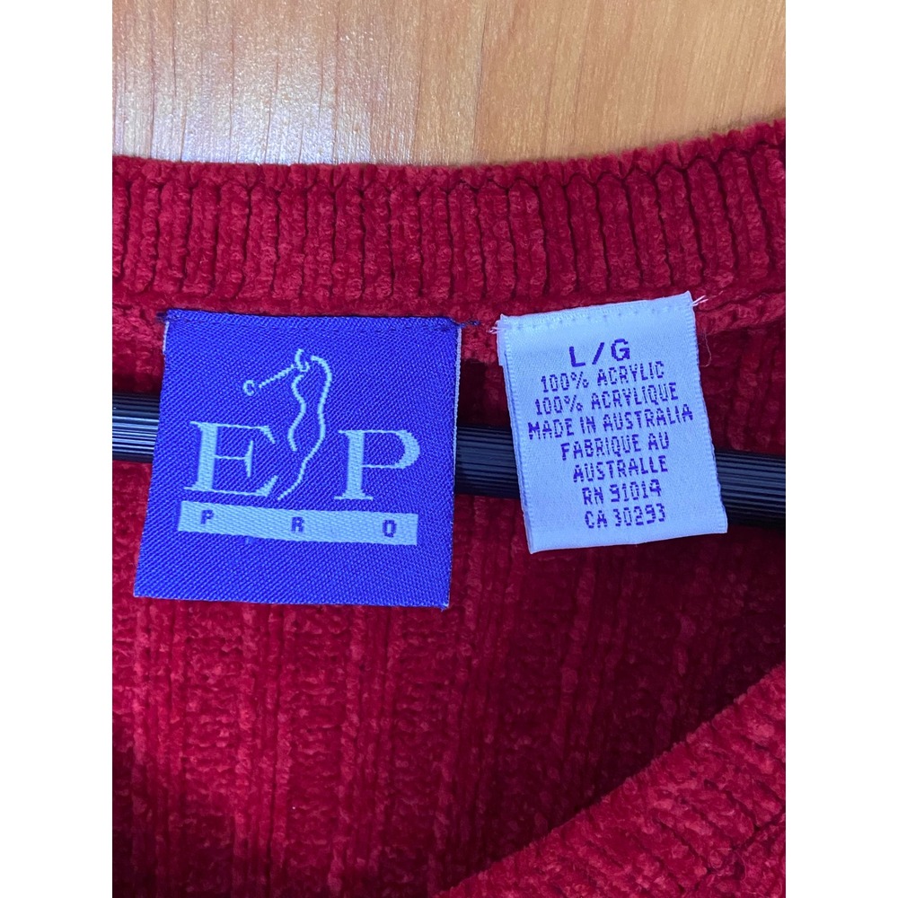 Women's Red Chenille Ribbed Sweater Vest EP Pro Golf‎ sz Large - Picture 3 of 5